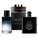 3- PACK 3 PERFUMES (IMPORTADORA): SAUVAGE, BLACK OPIUM Y MAN IN BLACK